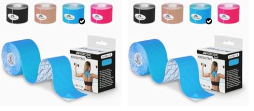 Mobiclinic®, Kinesiotape, Venda Neuromuscular Adhesiva, 5m x 5cm, Esparadrapo Deportivo, Alivio Dolor Muscular, Vendaje Kinesiológico, Apto para Múltiples Zonas, Cinta Kinesiológica, Face Tape, Azul