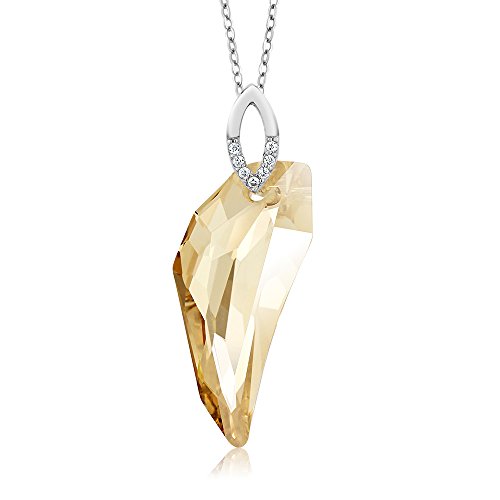 925 Sterling Silver Angel Wing Women's Pendant Necklace For Women with 18 Inch Silver Chain Made with Swarovski Crystals