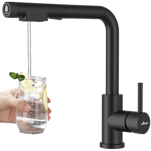 APPASO 3 wege wasserhahn küche Schwarz, küchenarmatur mit...