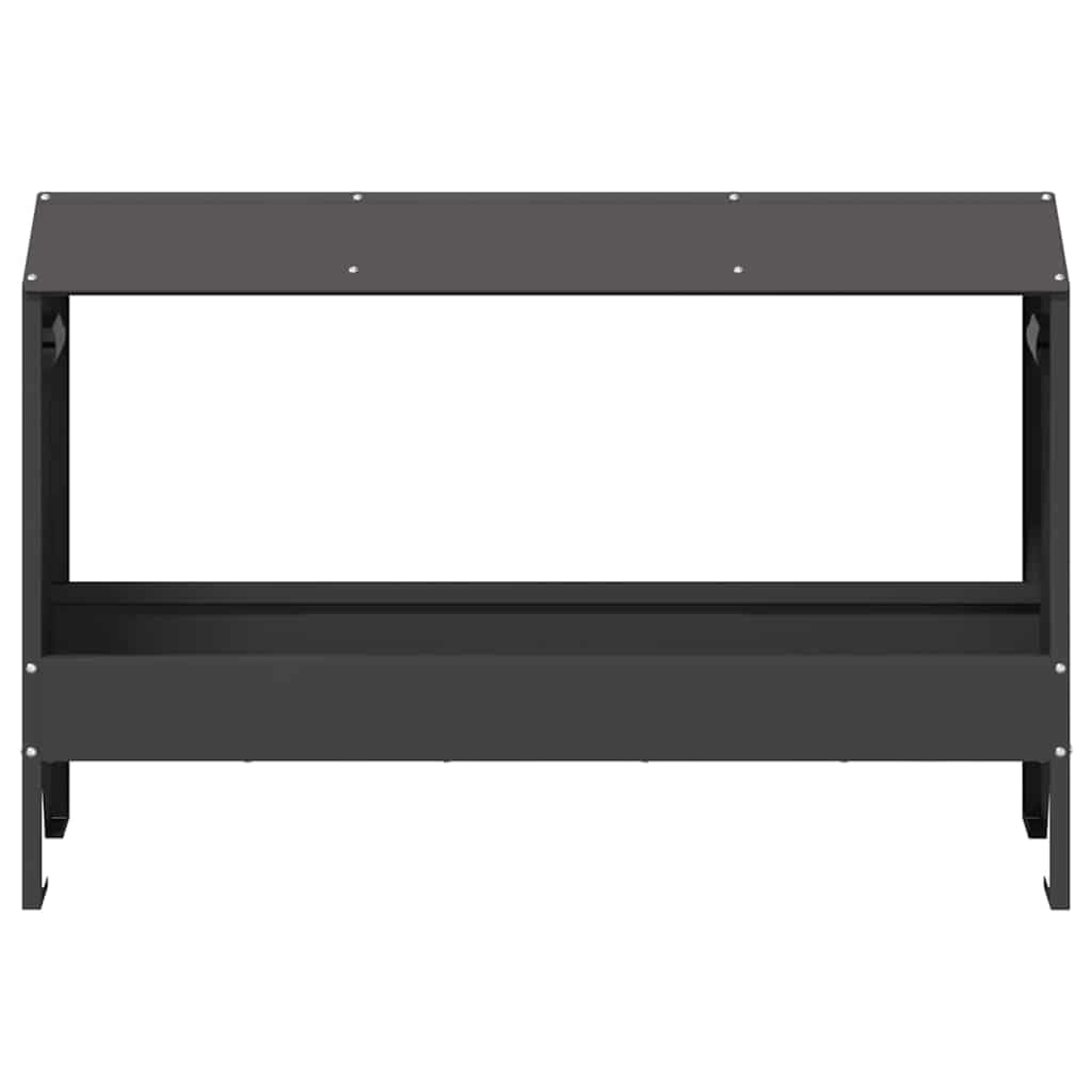 Comedero gallinero Gran capacidad 15 kg, bandeja de alimentación gallinas acero negro 81 x 32 x 53,5 cm, diseño moderno resistente a la intemperie para jardín o terraza, fácil de limpiar.