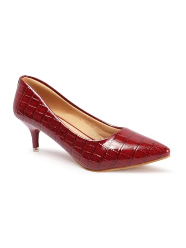 Image of Carlton London Women Stylish Slipon Pump Shoes with Stiletto Heels, Pointed Toe I Perfect for Office, Party and Formal Occassions