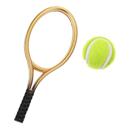 Zerodeko Home Decor Pink Decor Mini Tennis Racket, Dollhouse Accessories 1:12, Mini Sports Tennis Racket And Ball Set For Mini Dollhouse Cake Topper Landscape Craft Decor Home Decor Pink Decor #TOP5