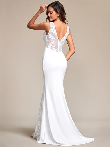 Ever-Pretty Women's Simple Mermaid Wedding Dress for Bride Floor-Length Sleeveless with Train 01943-PH2