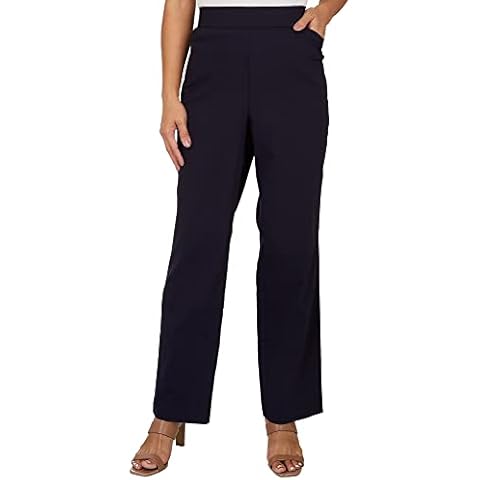 Coral Bay Womens Favorite Fit Slimming Solid Pocket Pants 16 Navy Cover
