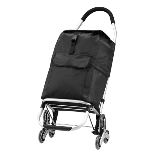 Folding Shopping Trolley Utility Cart with Stair Climbing Wheels Aluminium Waterproof Foldable Grocery Cart Market Shopping Bag 45L