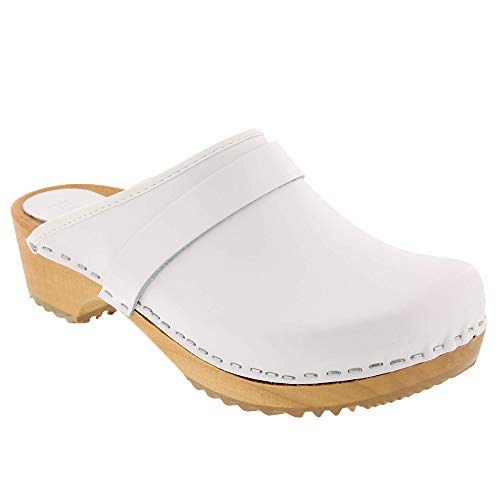 Image of Bjork Maja Wood Open Back Leather Clogs