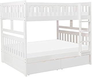 Lexicon Galen 2-Storage Boxes Transitional Wood Full Over Full Bunk Bed in White