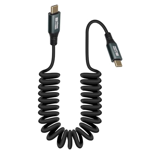GELRHONR Cable en espiral USB C 100 W, 20 V 5 A, carga rápida USB tipo C, cable en espiral para coche, muelle tipo C macho a macho, cable Carplay 20 Gbps 8 k@60 Hz, para i/Phone15/Pro/Plus, S23 S22
