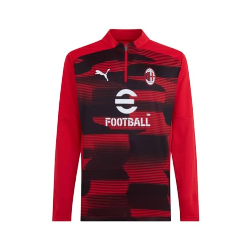 Vestibilità regolare A.C. Milan - Maglia Prematch con Zip a 1/4, Adulto, L