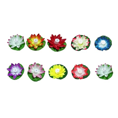TOYZFRIENDY 10 Velas Electrónicas LED de Tela Forma de Loto Decorativas Flotantes para Piscina y Fiestas Colores Aleatorios Paquete de 10 Unidades Adecuado para Bodas y Color Aleatorio