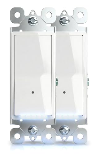 2Pack SOZULAMP Illuminated Light Switch-Single Pole Wall Switch with Night Light, 15A 120/277V,3 Wire, Grounding Screw, Glossy White