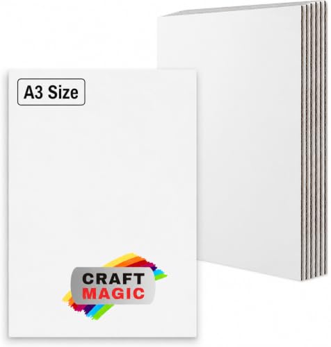 CRAFT MAGIC 5-Pack A3 White Corrugated Cardboard Sheets 3mm Thick Single-Side Boards for