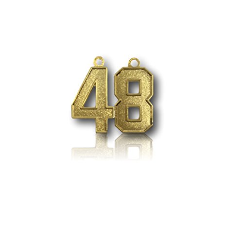 CustomNumberCharms Number 48 Gold Plated Jersey Style Sports Necklace Charm Pendant (0.8