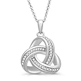 Jewelili Sterling Silver Love Knot Pendant Necklace for Women | 1/10 CTTW Natural White Round Diamonds | 18