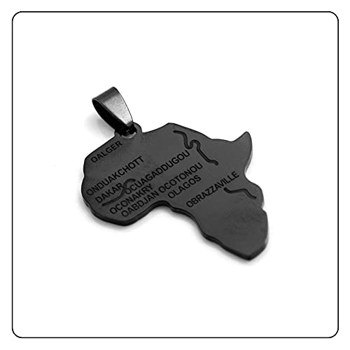 Punk Stainless Steel Africa Map Tag Pendant Letter Necklace,22inches Chain2