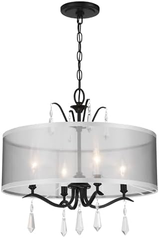 Minka Lavery 4443-66A Laurel Estate Convertible Pendant to Semi-Flush, 4-Light, 240 Total Watts, 20-in H x 19.13-in W, Coal Black
