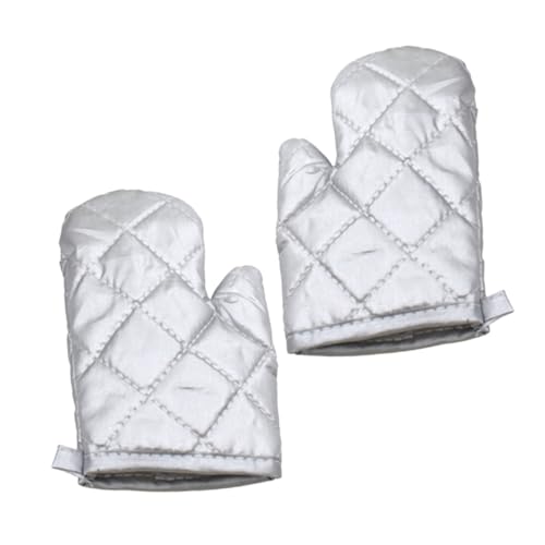 SOLUSTRE High Heat Oven Mitts for Boys and Girls Heatproof Short Fingers Baking Gloves Microwave Safe Anti-Scald 2 Pairs