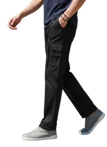 Image of Men's Cotton Cargo Pants | Stylish Casual Trousers for Men | Relaxed Fit Multi Pocket Cargo Trousers | Drawstring Waist Pant | Comfortable Lower for Men