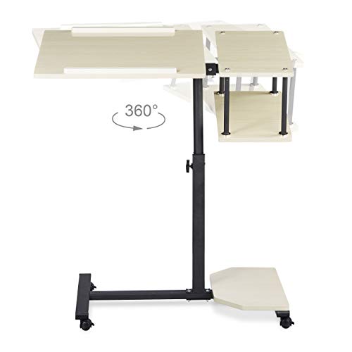 Table ordinateur portable hauteur réglable bois support laptop roulettes - 6