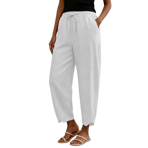 Pantalon en mousseline et lin fluide au tombé élégant