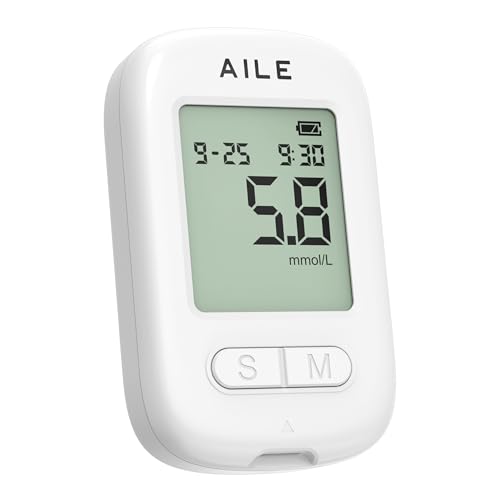 Blood Glucose Test Kit for Diabetes: AILE Meter for Home Use Test Strips x 20 and Low Pain Lancing Devices x 20