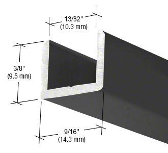 Crl Sdcr38Mbl Matte Black Frameless Shower Door Aluminum Regular U-Channel For 3/8" Thick Glass - 95" Stock Length #TOP6