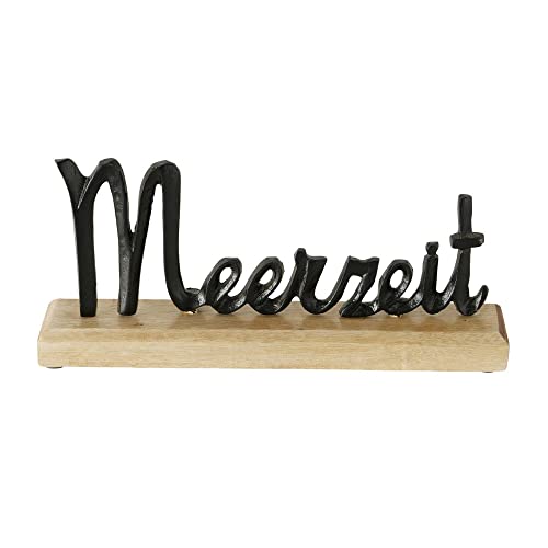BOLTZE Schriftzug MEERZEIT schwarz Natur Metall L30cm Holz Buchstaben...
