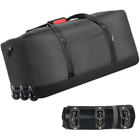 Finnhomy 120L Foldable Rolling Duffel Bag with 3 Wheels Cover