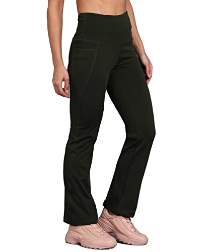 Image of Rock Paper Scissors Premium Flare Gym Pants High Waist Stretchable Flared Leggings with Pockets Gym wear /Active Wear Tights Yoga Pants Womens Workout Tights Gym Tight Black