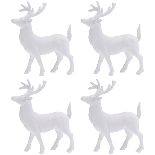 Amosfun weiße Weihnachten Rentier skulptur Hirsch Figur Statue Requisiten Home Office Decor Weihnachten tischdekoration 4 stücke 14 cm