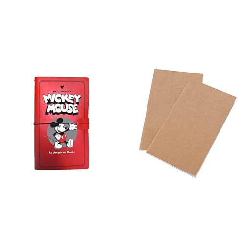 Grupo Erik Disney Travel Journal With Extra Refill - Mickey Mouse PU Leather Notebook | Diary Journal, Travel Notebook, Travel Accessories, Travel Gifts, Travel Gift | Mickey Mouse Gifts