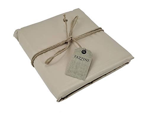 Fazzini Lenzuolo di sopra Maxi Matrimoniale 260x295 in Raso Satin 300 TC di Puro Cotone Tinta Unita - TRECENTO col.4 Sasso