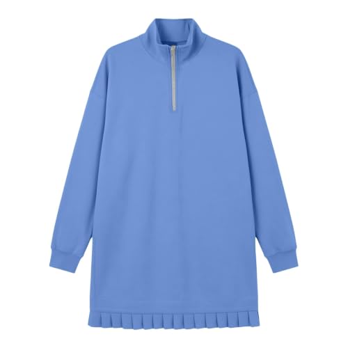 Lazduis Sweatshirt Dress Women Quarter Zip Long Sleeve Casual Tunic Dresses - image 9