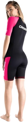 CRESSI Tiburon Lady Shorty Wetsuit Black/Pink 2mm S/2 - Traje Corto de Neopreno y Elastano de 2 mm para Mujer, Cremallera Frontal YKK, Negro/Rosa, S/2 - imagen 3