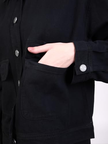 Image of Urbano Fashion Women's Relaxed Fit Full Sleeve Utility Denim Jacket