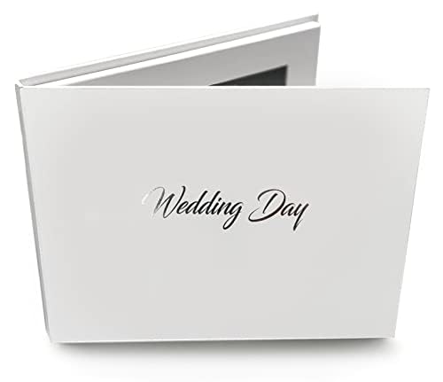 Talking Print 7" IPS Video Memory Book, 'Wedding Day' Silver Foiled on Cover, A5 Hard Backed Video Brochure, 4GB memory