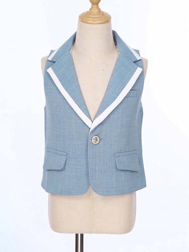 JEYPINMI Kids Boys One Button Single Breasted Formal Suit Vest Top Dressy Waistcoat for Birthday Party Wedding2