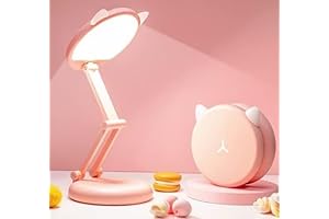 Kawaii Decor Japanese | Cute Pink Desk Lamp with 9 Brightness Levels...