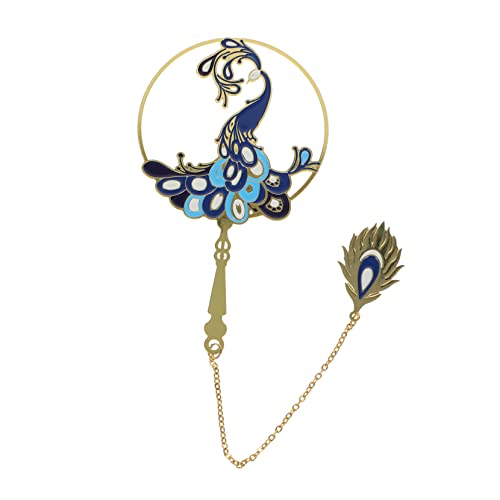 LOLIPPYY ?古属ブックマーク ペンダント付き中空デザイン 団扇型栞 学生用風読書アクセサリー