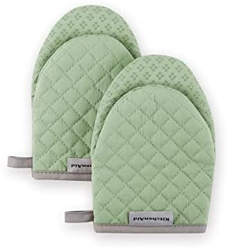 KitchenAid Asteroid Mini Cotton Oven Mitts with Silicone Grip, Se...