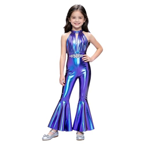 Fille vêtements métalliques fringés pour enfants combinaison de fête de disco
