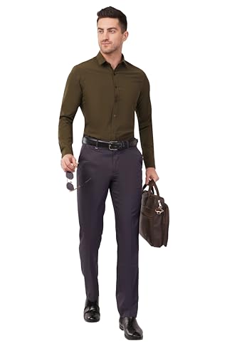 Image of SaintX Men's Premium Solid Formal Shirt | Slim Fit | Plain Full Sleeve | Feather Touch Soft Finish | Wrinkle Resistant | No Ironing Required | 360 Highly Stretchable Fabric
