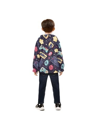 Game Console Star Girls Fleece Jacket Girls Fall Jacket Boys Coats Zip Up Hoodie Children Sherpa Warm Outerwear 2-10T4