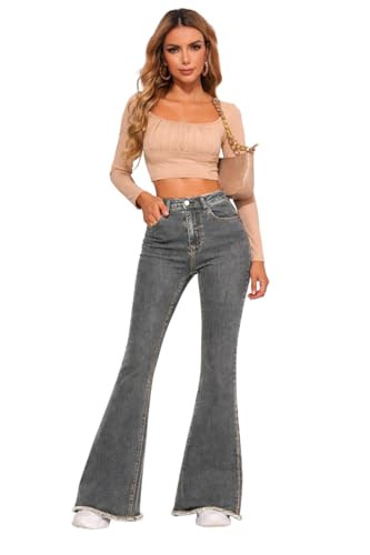 Image of KOTTY Women High Waist Bootcut Jeans Stretch Denim Slim Fit Flare Bottom Casual Jeans
