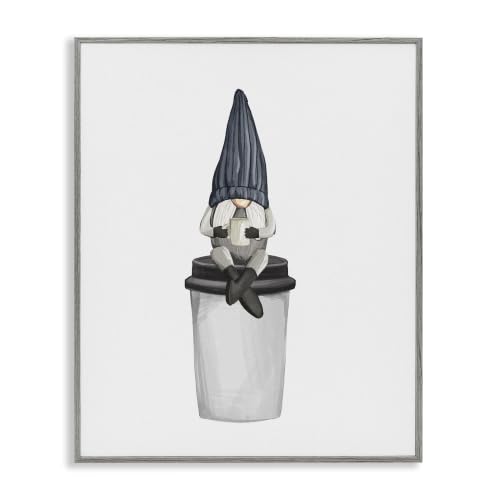 Morning Coffee Gnome Kitchen Charm, 11 x 14 Inch Framed Giclée Print