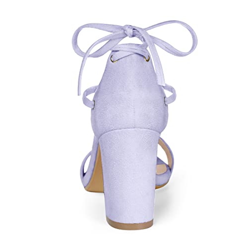 Allegra K Allegra K Women's Tie Up Strappy Heels Chunky High Heels Purple Sandals - 9 M US