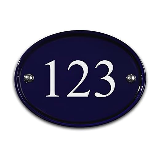 Navy Blue Oval Ceramic House Number, Personalised for Numbers 1-999, Landscape Orientation