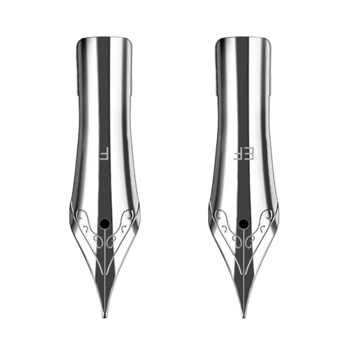 2x Fountain Pen Replacement Nib for Most Pilot Spare Nib, Silver Nib F & EF