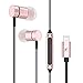 NASUDAKE MFi A1 Plus iPhone Earbuds, Stereo Lightning Headphones w/Noise Cancelling Siri Active Feature Lightning in-Ear Wired Earphone w/Mic & Remote Compatible with iPhone X, 8/8 Plus (Rose Gold)