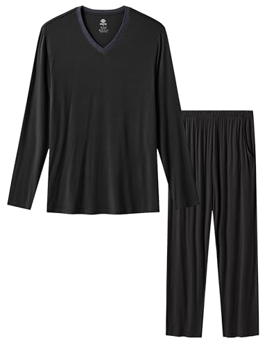Image of JINSHI Men's Pajama Sets Soft Lightweight Sleepwear Nightwear with Pocket